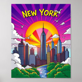 Póster Groovy New York City (Pop art)
