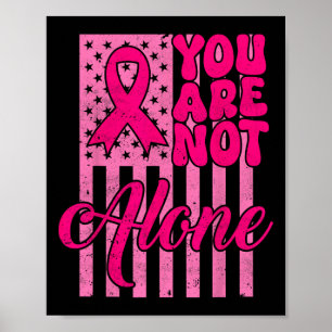 Póster Groovy no estás solo con el cáncer de mama de cint