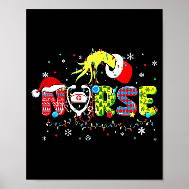 Póster Groovy Nurse Christmas Xmas Santa Rn Cna Icu Scurb (Frente)
