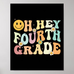 Póster Groovy Oh Hey 4º Grado De Vuelta A La Escuela