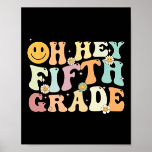 Póster Groovy Oh Hey 5º Grado De Vuelta A La Educación Es