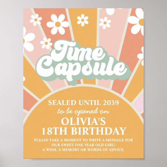 Póster Groovy One Sunshine First Birday Time Capsule (Frente)
