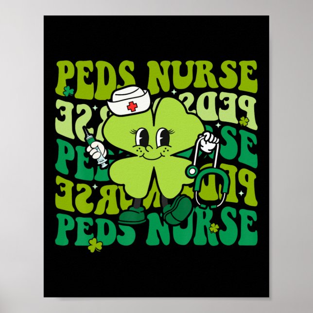 Póster Groovy Peds Enfermera Graciosa Día de St Patricks  (Frente)