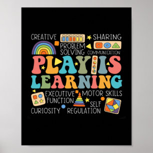 Póster Groovy Play es aprender Apreciación de maestros de