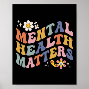 Póster Groovy Problemas de Salud Mental Enfermedad Cerebr