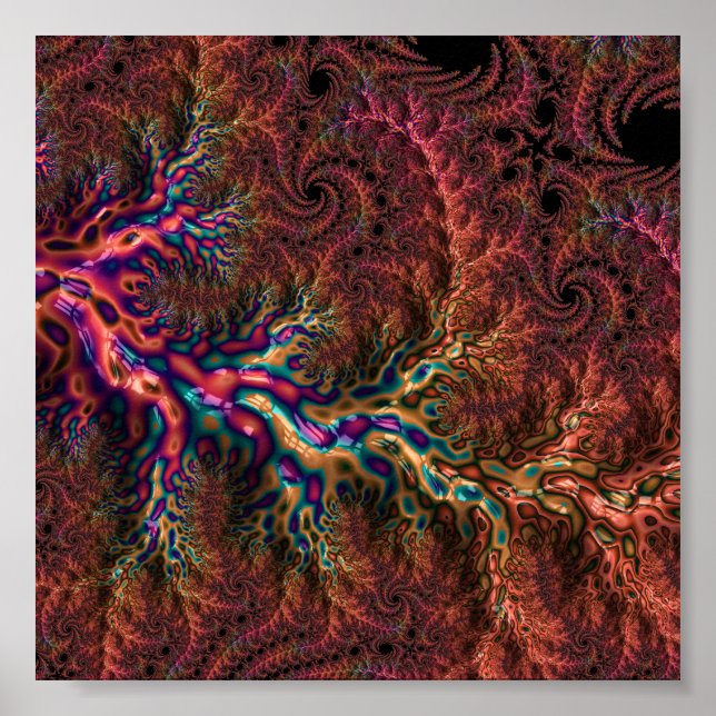 Póster Groovy Psicodélico Trippy Funky Colorido Fractal (Frente)