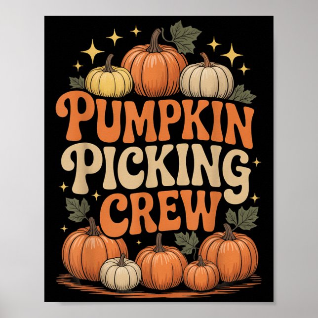 Póster Groovy Pumpkin Cking Crew Matching Family Autumn F (Frente)