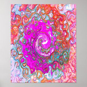 Póster Groovy púrpura y Naranja Resumen Swirl retro