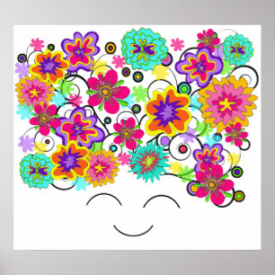 Póster Groovy Rerto Flower Head Poster