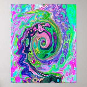 Póster Groovy Resumen de Aqua y Navy Lava Swirl