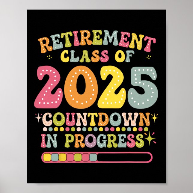 Póster Groovy Retirement Cl Of 2025 Teacher Countdown Loa (Frente)