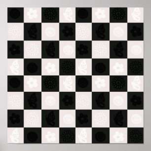 Póster Groovy Retro Checker Pattern