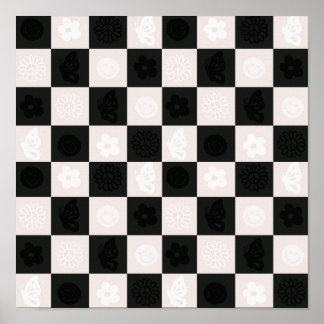 Póster Groovy Retro Checker Pattern