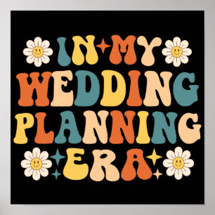 Póster Groovy retro en mi era de planificación Boda