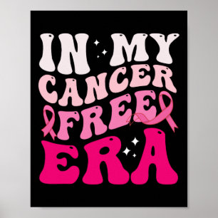Póster Groovy retro en mi era libre de cáncer de mama a