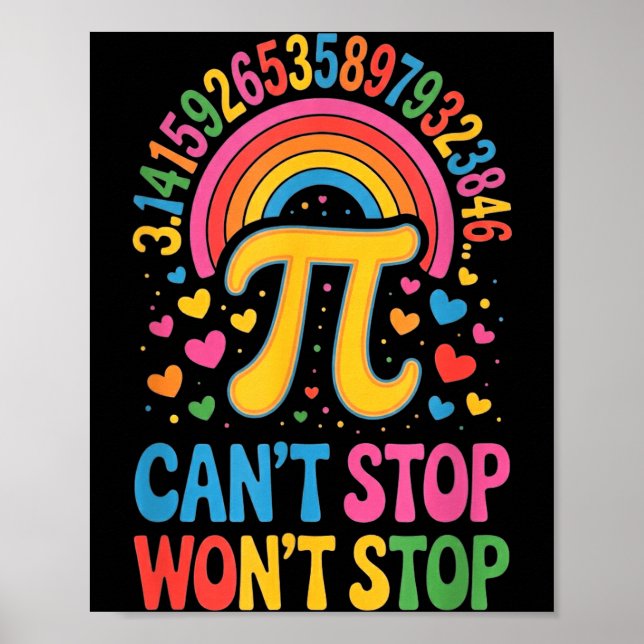 Póster Groovy Retro Happy Pi Day Graphic Math Teacher Sci (Frente)