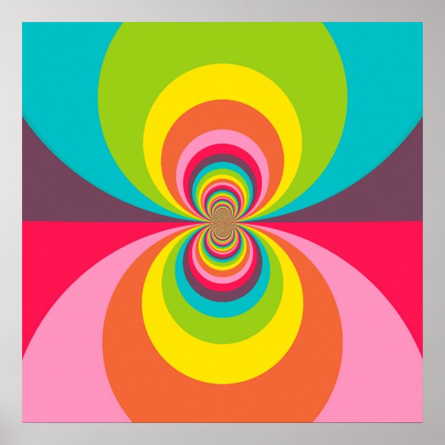 Póster Groovy Retro Hippie Vintage Arcoiris Kaleidoscope (Frente)