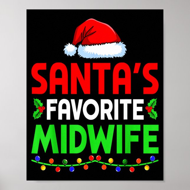 Póster Groovy Santa's Favorite Midwife Nurse Christmas Sa (Frente)