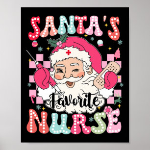 Póster Groovy Santas Navidades de enfermería favoritas Na