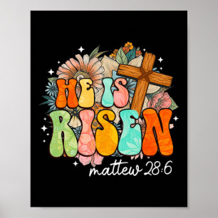 Póster Groovy Se Levanta Cruz Jesús Religioso Pascua Ch