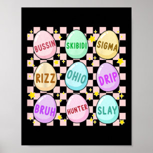 Póster Groovy Skibidi Pascua Huevo Gracioso Rizz Meme Pas