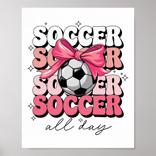 Póster Groovy Soccer Coquette Bow Girls Women Soccer All  (Frente)