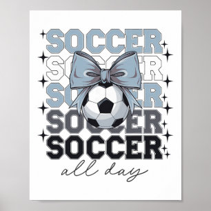 Póster Groovy Soccer Coquette Lazo Niñas Mujeres Fútbol T