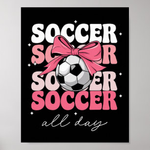 Póster Groovy Soccer Coquette Lazo Niñas Mujeres Fútbol T