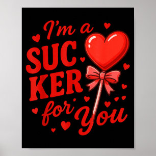 Póster Groovy soy un tonto por ti retro corazón caramelo