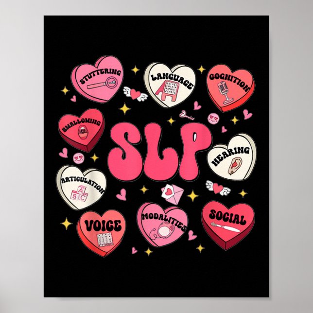 Póster Groovy Speech Therapy Día de San Valentín Heart Sl (Frente)