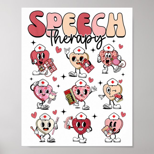 Póster Groovy Speech Therapy Día de San Valentín Heart Sl (Frente)