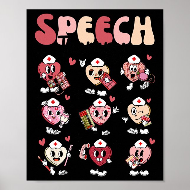 Póster Groovy Speech Therapy Valentine's Day Heart Slp Va (Frente)