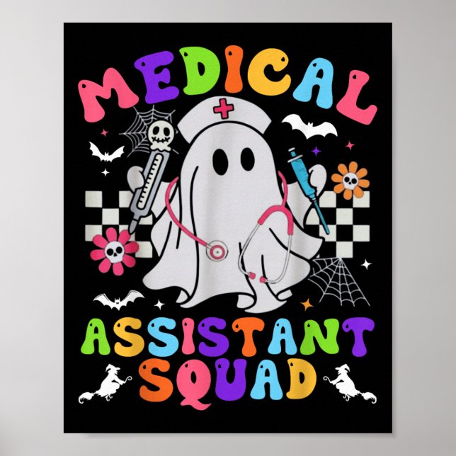 Póster Groovy Spooky Medical Istant Squad Cute Halloween (Frente)