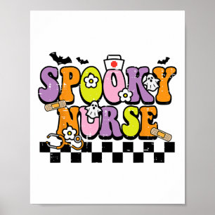 Póster Groovy Spooky Nurse Retro Halloween Enfermera Caer