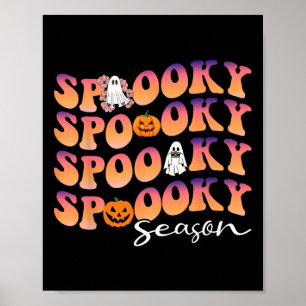 Póster Groovy Spooky Season lindo Pumpkin Halloween