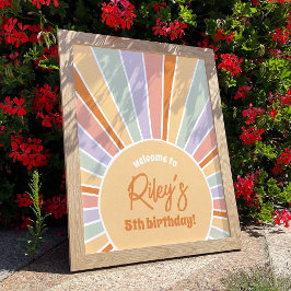 Póster Groovy Sunshine Chica Cartel de bienvenida de cump