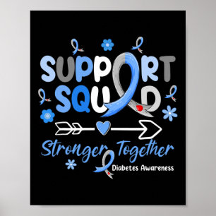 Póster Groovy Support Squad Blue Ribbon Diabetes Awarenes