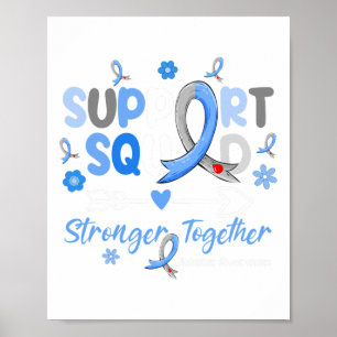 Póster Groovy Support Squad Blue Ribbon Diabetes Awarenes