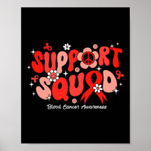 Póster Groovy Support Squad Cinta Roja Conciencia de Cánc