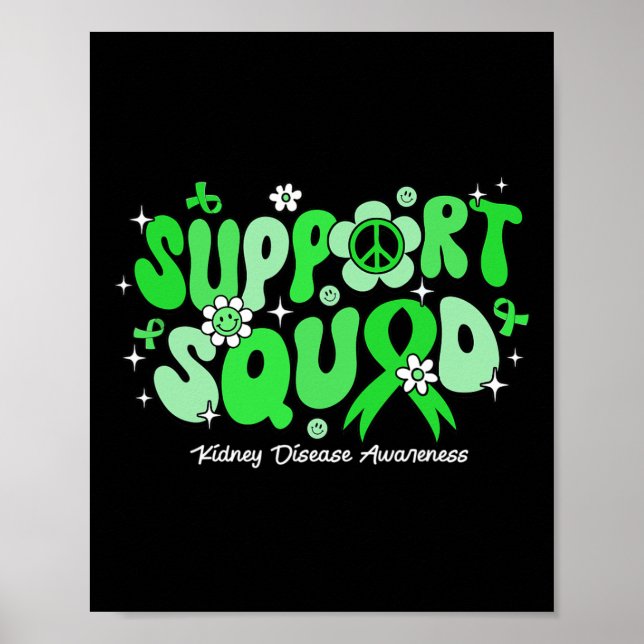 Póster Groovy Support Squad Green Ribbon Ridney Enfermeda (Frente)