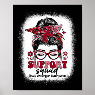 Póster Groovy Support Squad Messy Bun Brain Aneurysm