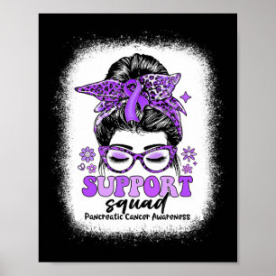Póster Groovy Support Squad Messy Bun Cáncer Pancreático
