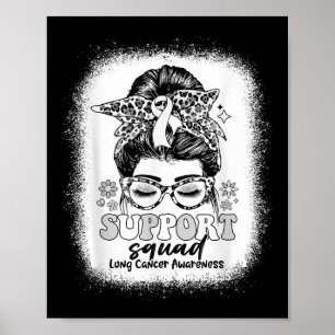 Póster Groovy Support Squad Messy Bun Lung Cancer Awarene