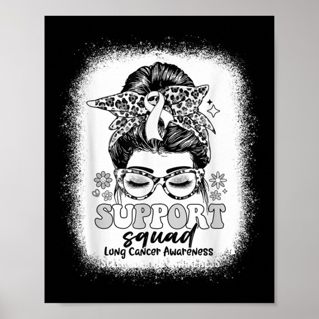 Póster Groovy Support Squad Messy Bun Lung Cancer Awarene (Frente)