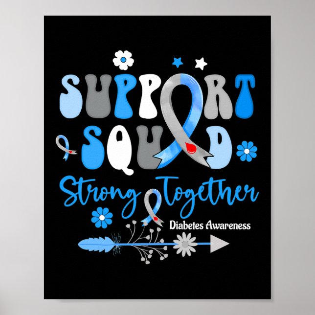 Póster Groovy Support Squad Ribbon T1d Sensibilización so (Frente)