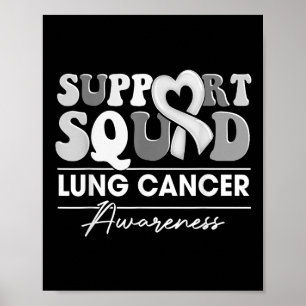 Póster Groovy Support Squad White Ribbon Lung Cancer Awar