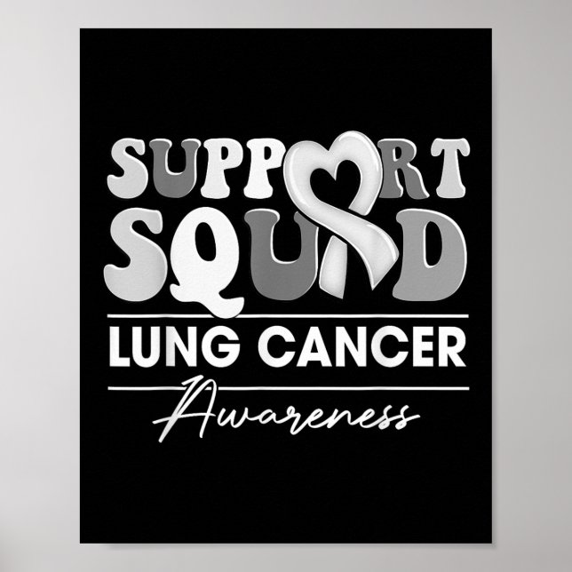 Póster Groovy Support Squad White Ribbon Lung Cancer Awar (Frente)
