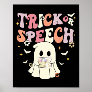 Póster Groovy Trick O Speech Slp Aac Ghost Halloween Cos