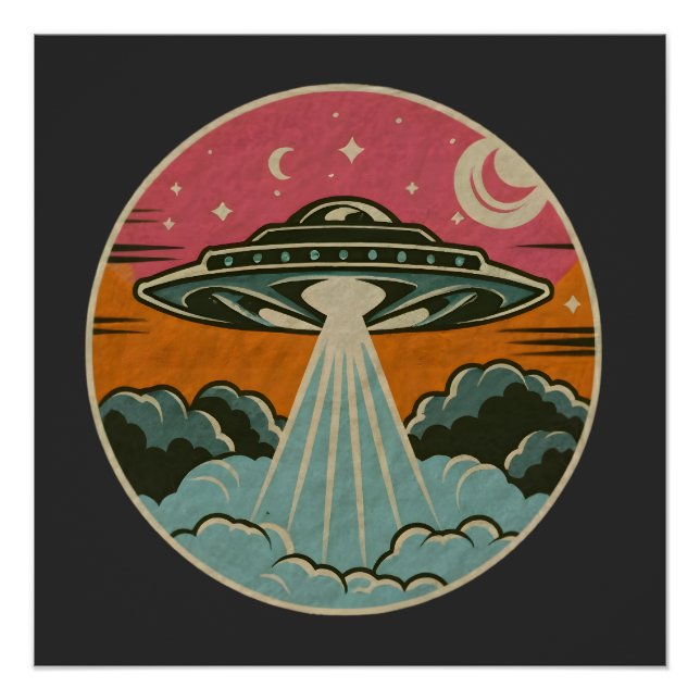 Póster Groovy Ufo Beam (Anverso)