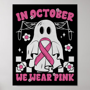 Póster Groovy Usa Cáncer De Mama Rosado Guerrero Aburrido